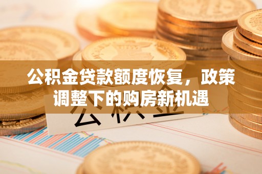 嘉禾公积金贷款额度恢复，政策调整下的购房新机遇